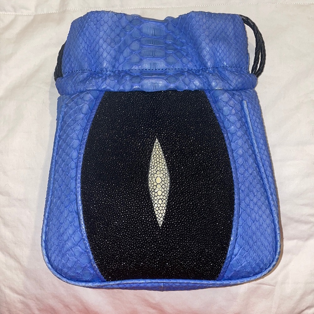 Khirma Eliazov Python Mignonne Cobalt Pouch $925